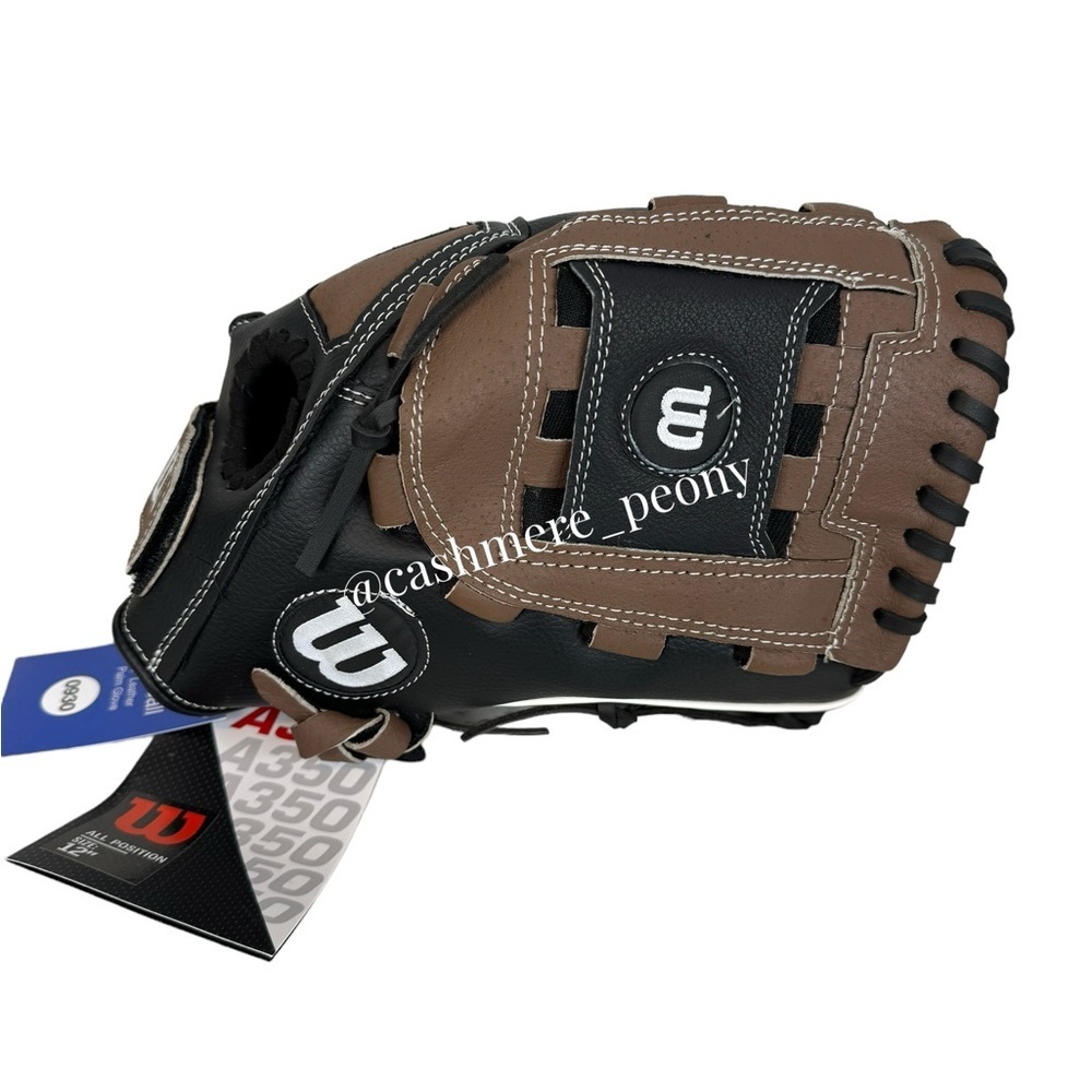 NWT Wilson A350  Baseball Glove 12" Black Brown Genuine Leather Right Hand Throw